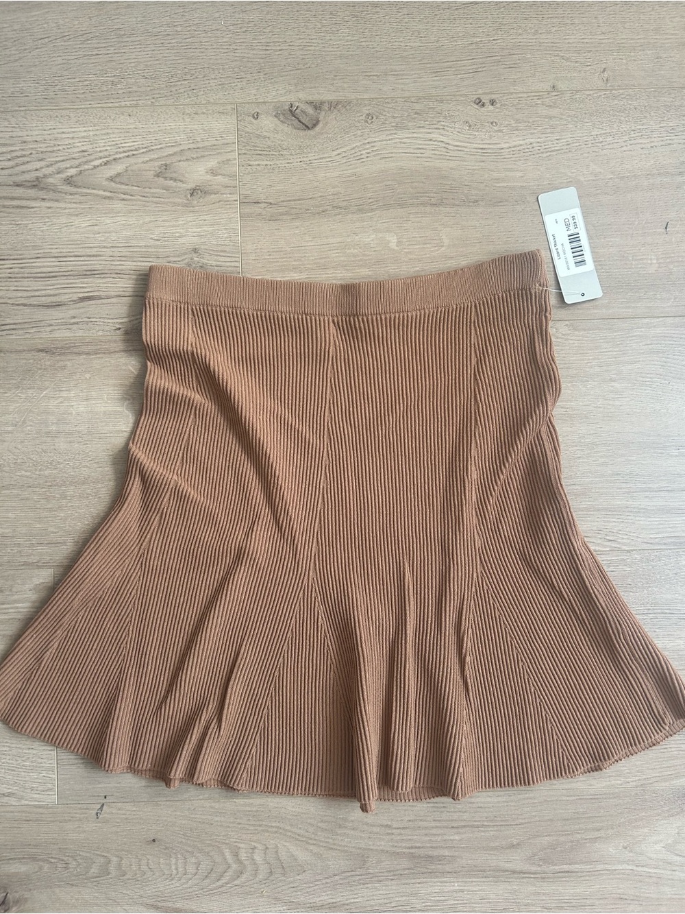 Lush Ribbed Flared Skater Skirt - Brown